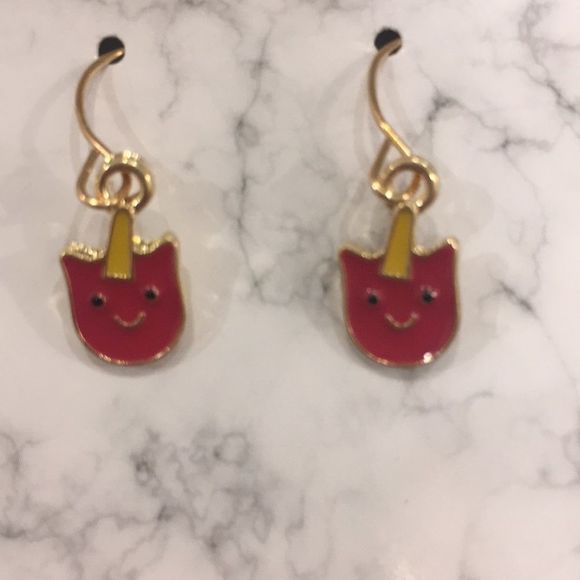 Other - ☮️💗4/$12; 2/$8⭐️🩷 NWT, Girls Red Unicorn 🦄 Hypoallergenic Dangly Earrings